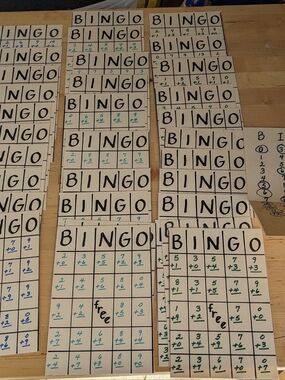 Vintage Addition Bingo Cards Classroom Set Game Math Facts Practice Laminated